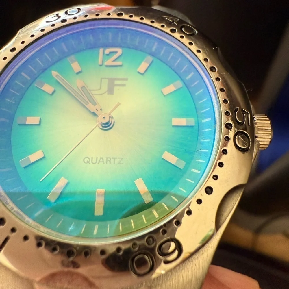 JF Quartz Watch 🌈 Gradient Dial | Silver Band